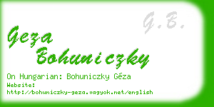 geza bohuniczky business card